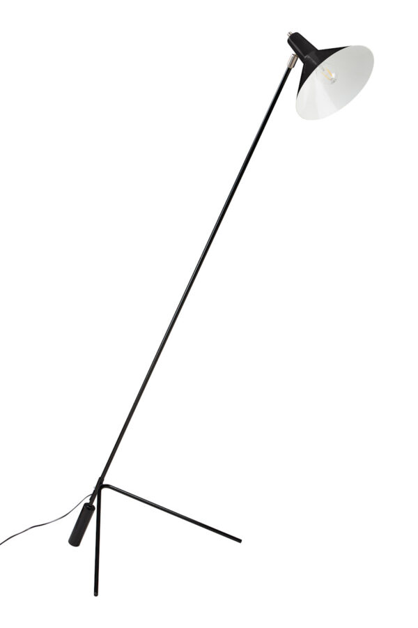 Anvia vloerlamp 1502 in volledig zwarte uitvoering. Naam van de lamp is De Sprinkhaan.