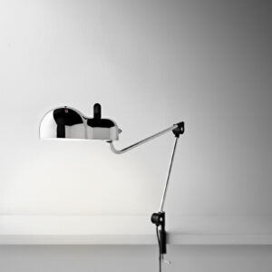 klemlamp chroom model Topo ontworpen door Joe Colombo voor Stilnovo