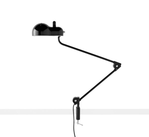 klemlamp zwart model Topo ontworpen door Joe Colombo voor Stilnovo