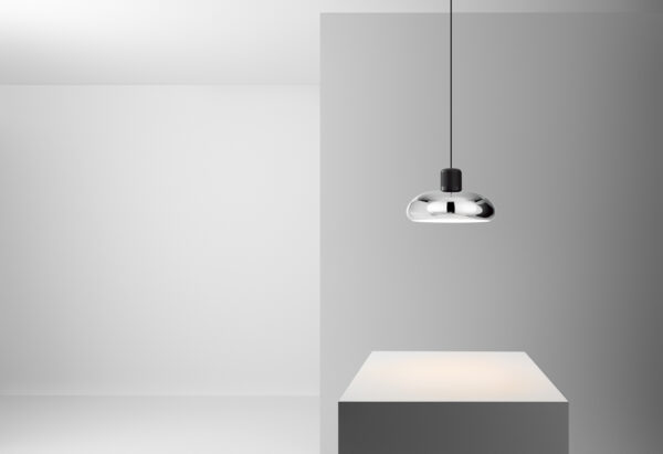 stilnovo designlamp Trepiu chrome kap met zwart armatuur