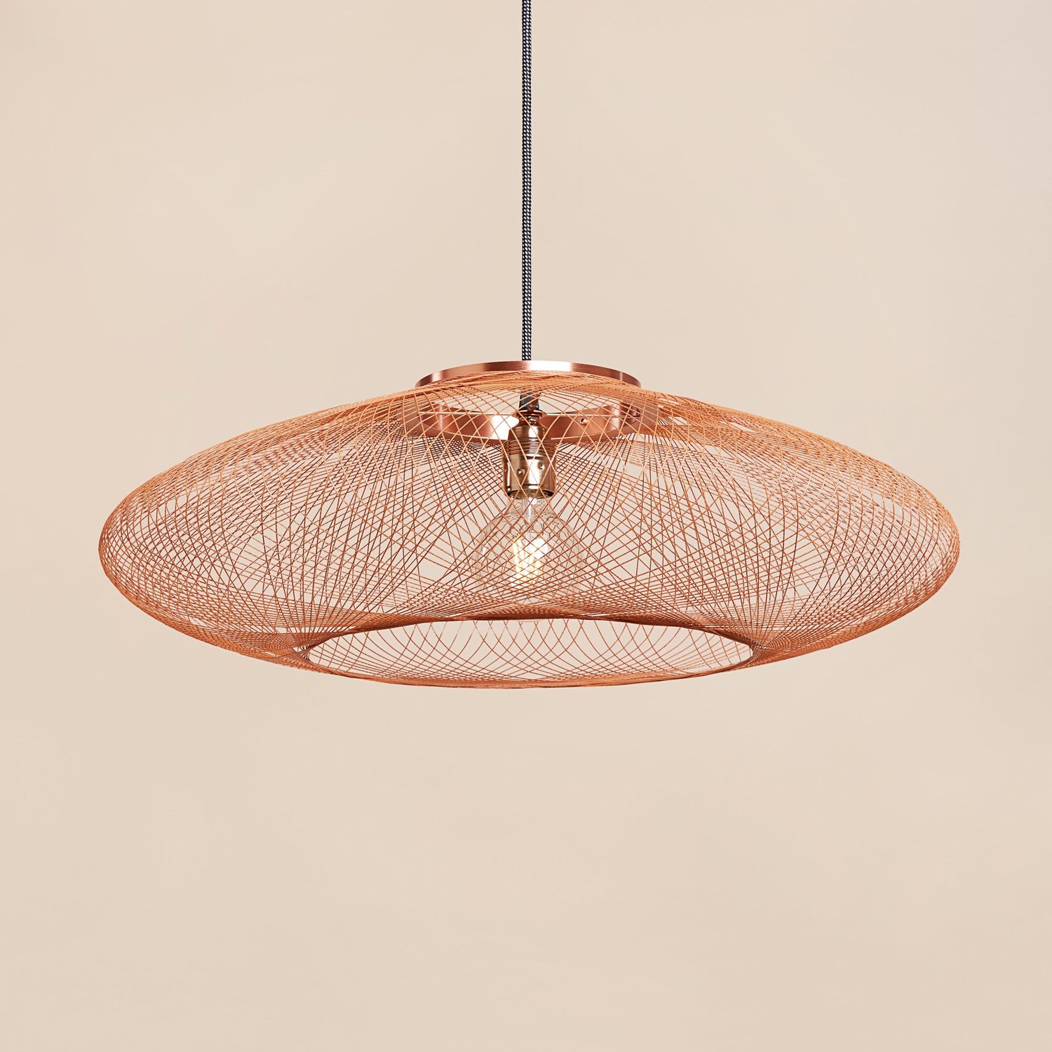 UFO Open Copper lamp met messing fitting en open structuur