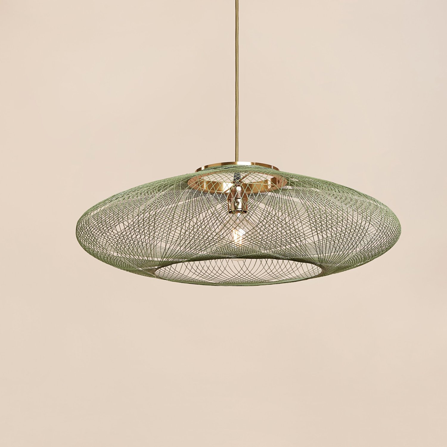 UFO Open Moss Green hanglamp van Atelier Robotiq, zijaanzicht