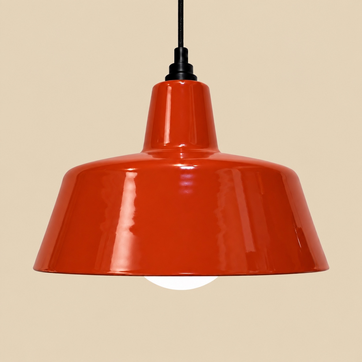 Oranje emaille hanglamp EBLI OneTone Red Orange
